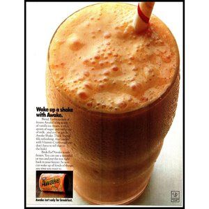 1970 Awake Shake Vanilla Ice Cream Vintage Print Ad Orange Drink Wall Art 10x13